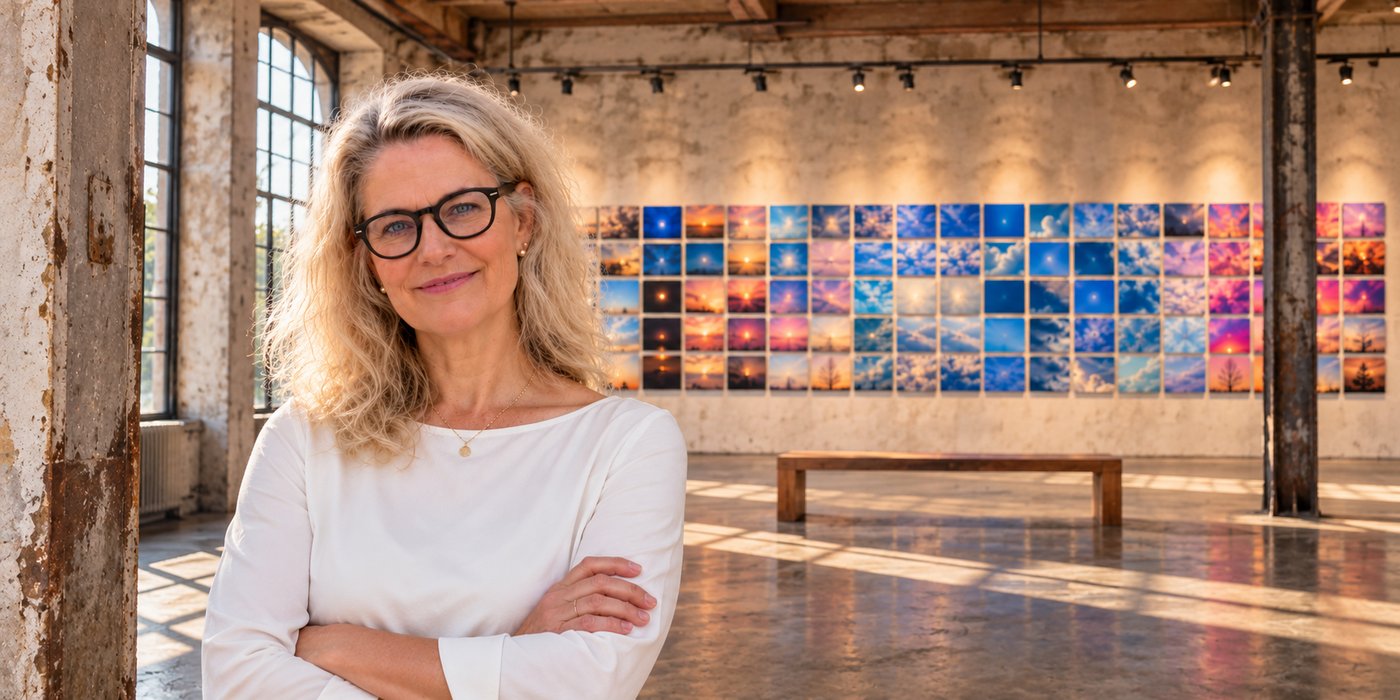 Friederike von Corratio vor der Installation 100 Himmel